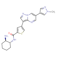 Chemical structure of N-[(1R,2R)-2-aminocyclohexyl]-4-[6-(1-methyl-1H-pyrazol-4-yl)pyrazolo[1,5-a]pyrimidin-3-yl]thiophene-2-carboxamide - CSSB06446547340