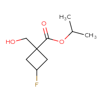 Chemical structure of propan-2-yl 3-fluoro-1-(hydroxymethyl)cyclobutane-1-carboxylate - CSSB00010742741