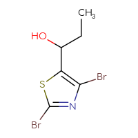 Chemical structure of 1-(2,4-dibromo-1,3-thiazol-5-yl)propan-1-ol - CSSB21246425167