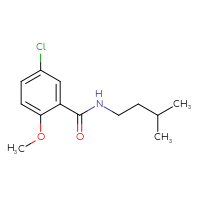 Chemical structure of 5-chloro-2-methoxy-N-(3-methylbutyl)benzamide - CSSB00046337228