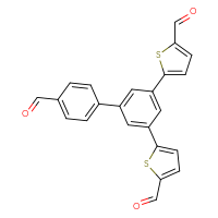 Chemical structure of 5-[4'-formyl-5-(5-formylthiophen-2-yl)-[1,1'-biphenyl]-3-yl]thiophene-2-carbaldehyde - CSSB14929133295