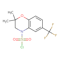 Chemical structure of 2,2-dimethyl-6-(trifluoromethyl)-3,4-dihydro-2H-1,4-benzoxazine-4-sulfonyl chloride - CSSB21224774925