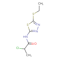 Chemical structure of 2-chloro-N-[5-(ethylsulfanyl)-1,3,4-thiadiazol-2-yl]propanamide - CSSB00010293736
