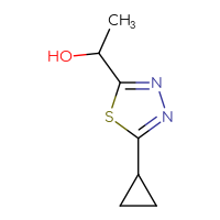 Chemical structure of 1-(5-cyclopropyl-1,3,4-thiadiazol-2-yl)ethan-1-ol - CSSB02125962041