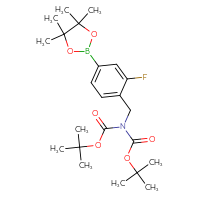 Chemical structure of tert-butyl N-[(tert-butoxy)carbonyl]-N-{[2-fluoro-4-(4,4,5,5-tetramethyl-1,3,2-dioxaborolan-2-yl)phenyl]methyl}carbamate - CSSB14868983890