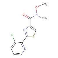 Chemical structure of 2-(3-chloropyridin-2-yl)-N-methoxy-N-methyl-1,3-thiazole-4-carboxamide - CSSB01395048739