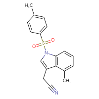 Chemical structure of 2-[4-methyl-1-(4-methylbenzenesulfonyl)-1H-indol-3-yl]acetonitrile - CSSB21332177070