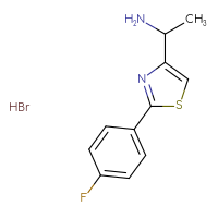 Chemical structure of 1-[2-(4-fluorophenyl)-1,3-thiazol-4-yl]ethan-1-amine hydrobromide - CSSB00153394569