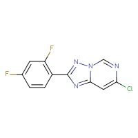 Chemical structure of 7-chloro-2-(2,4-difluorophenyl)-[1,2,4]triazolo[1,5-c]pyrimidine - CSSB21043308620