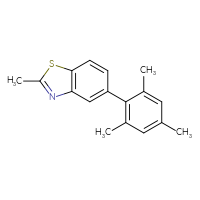 Chemical structure of 2-methyl-5-(2,4,6-trimethylphenyl)-1,3-benzothiazole - CSSB06583642411