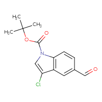 Chemical structure of tert-butyl 3-chloro-5-formyl-1H-indole-1-carboxylate - CSSB21332153144