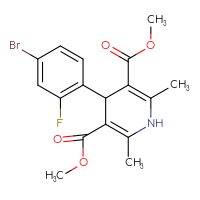 Chemical structure of 3,5-dimethyl 4-(4-bromo-2-fluorophenyl)-2,6-dimethyl-1,4-dihydropyridine-3,5-dicarboxylate - CSSB20539823889
