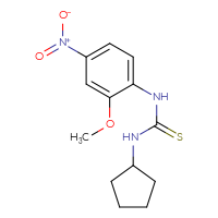 Chemical structure of 3-cyclopentyl-1-(2-methoxy-4-nitrophenyl)thiourea - CSSB03592900930