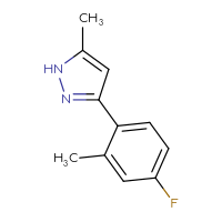 Chemical structure of 3-(4-fluoro-2-methylphenyl)-5-methyl-1H-pyrazole - CSSB02388952204