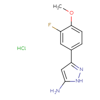Chemical structure of 3-(3-fluoro-4-methoxyphenyl)-1H-pyrazol-5-amine hydrochloride - CSSB00020603857