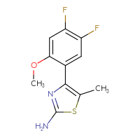 Chemical structure of 4-(4,5-difluoro-2-methoxyphenyl)-5-methyl-1,3-thiazol-2-amine - CSSB02168243444
