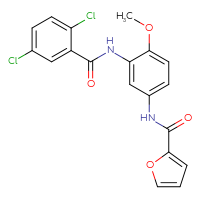 Chemical structure of N-[3-(2,5-dichlorobenzamido)-4-methoxyphenyl]furan-2-carboxamide - CSSB00121653845