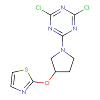 Chemical structure of 2,4-dichloro-6-[3-(1,3-thiazol-2-yloxy)pyrrolidin-1-yl]-1,3,5-triazine - CSSB20633166745