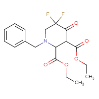 Chemical structure of 2,3-diethyl 1-benzyl-5,5-difluoro-4-oxopiperidine-2,3-dicarboxylate - CSSB00132312076