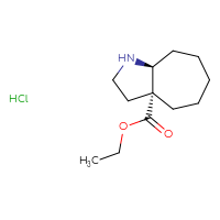Chemical structure of ethyl (3aR,8aS)-decahydrocyclohepta[b]pyrrole-3a-carboxylate hydrochloride - CSSB02495339321