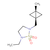 Chemical structure of 2-ethyl-5-{[(1S,3S)-3-methylbicyclo[1.1.0]butan-1-yl]methyl}-1λ⁶,2,5-thiadiazolidine-1,1-dione - CSMB14899077016