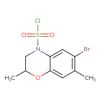 Chemical structure of 6-bromo-2,7-dimethyl-3,4-dihydro-2H-1,4-benzoxazine-4-sulfonyl chloride - CSSB21224764875