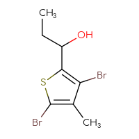 Chemical structure of 1-(3,5-dibromo-4-methylthiophen-2-yl)propan-1-ol - CSSB00113342014