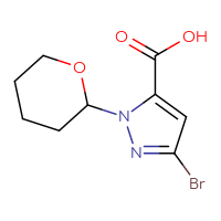 Chemical structure of 3-bromo-1-(oxan-2-yl)-1H-pyrazole-5-carboxylic acid - CSSB06374131625