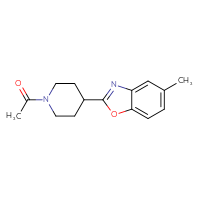 Chemical structure of 1-[4-(5-methyl-1,3-benzoxazol-2-yl)piperidin-1-yl]ethan-1-one - CSSB15093195422