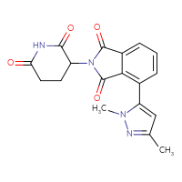 Chemical structure of 4-(1,3-dimethyl-1H-pyrazol-5-yl)-2-(2,6-dioxopiperidin-3-yl)-2,3-dihydro-1H-isoindole-1,3-dione - CSSB06588584302