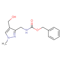 Chemical structure of benzyl N-{[4-(hydroxymethyl)-1-methyl-1H-pyrazol-3-yl]methyl}carbamate - CSSB06653331806