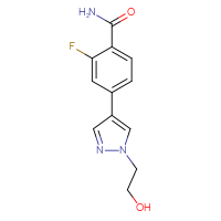 Chemical structure of 2-fluoro-4-[1-(2-hydroxyethyl)-1H-pyrazol-4-yl]benzamide - CSSB06587698747