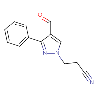 Chemical structure of 3-(4-formyl-3-phenyl-1H-pyrazol-1-yl)propanenitrile - CSSB00000683537