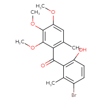 Chemical structure of 4-bromo-3-methyl-2-(2,3,4-trimethoxy-6-methylbenzoyl)phenol - CSSB20620529001
