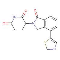 Chemical structure of 3-[1-oxo-4-(1,3-thiazol-5-yl)-2,3-dihydro-1H-isoindol-2-yl]piperidine-2,6-dione - CSSB03496776697
