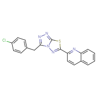 Chemical structure of 2-{3-[(4-chlorophenyl)methyl]-[1,2,4]triazolo[3,4-b][1,3,4]thiadiazol-6-yl}quinoline - CSSB00121600482