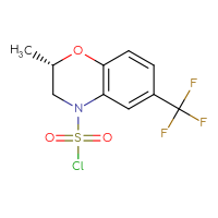 Chemical structure of (2S)-2-methyl-6-(trifluoromethyl)-3,4-dihydro-2H-1,4-benzoxazine-4-sulfonyl chloride - CSSB21224776059