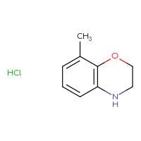 Chemical structure of 8-methyl-3,4-dihydro-2H-1,4-benzoxazine hydrochloride - CSSB00020626437