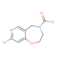 Chemical structure of 8-chloro-2H,3H,4H,5H-pyrido[3,4-f][1,4]oxazepine-4-carbonyl chloride - CSSB14984530455