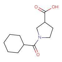 Chemical structure of 1-cyclohexanecarbonylpyrrolidine-3-carboxylic acid - CSSB00011791184