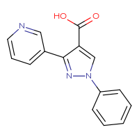 Chemical structure of 1-phenyl-3-(pyridin-3-yl)-1H-pyrazole-4-carboxylic acid - CSSB00000680279