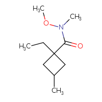 Chemical structure of 1-ethyl-N-methoxy-N,3-dimethylcyclobutane-1-carboxamide - CSSB14967175168