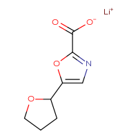 Chemical structure of lithium(1+) 5-(oxolan-2-yl)-1,3-oxazole-2-carboxylate - CSSB21103083551