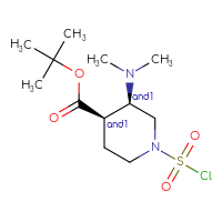 Chemical structure of rac-tert-butyl (3R,4R)-1-(chlorosulfonyl)-3-(dimethylamino)piperidine-4-carboxylate - CSSB21291564580