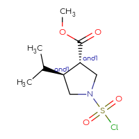 Chemical structure of rac-methyl (3R,4R)-1-(chlorosulfonyl)-4-(propan-2-yl)pyrrolidine-3-carboxylate - CSSB14999591427