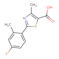 Chemical structure of 2-(4-fluoro-2-methylphenyl)-4-methyl-1,3-thiazole-5-carboxylic acid - CSSB00006325431