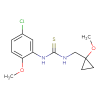 Chemical structure of 1-(5-chloro-2-methoxyphenyl)-3-[(1-methoxycyclopropyl)methyl]thiourea - CSSB01893925365