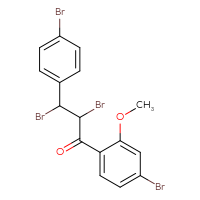Chemical structure of 2,3-dibromo-1-(4-bromo-2-methoxyphenyl)-3-(4-bromophenyl)propan-1-one - CSSB21103684439