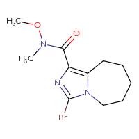 Chemical structure of 3-bromo-N-methoxy-N-methyl-5H,6H,7H,8H,9H-imidazo[1,5-a]azepine-1-carboxamide - CSSB07122528239