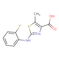 Chemical structure of 2-[(2-fluorophenyl)amino]-5-methyl-1,3-thiazole-4-carboxylic acid - CSSB00006414556